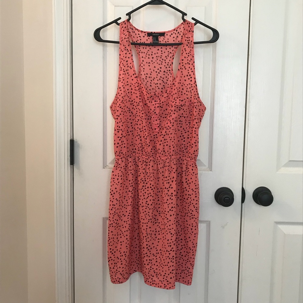 Forever 21 Pink and Black Sleeveless Dress Sz Med